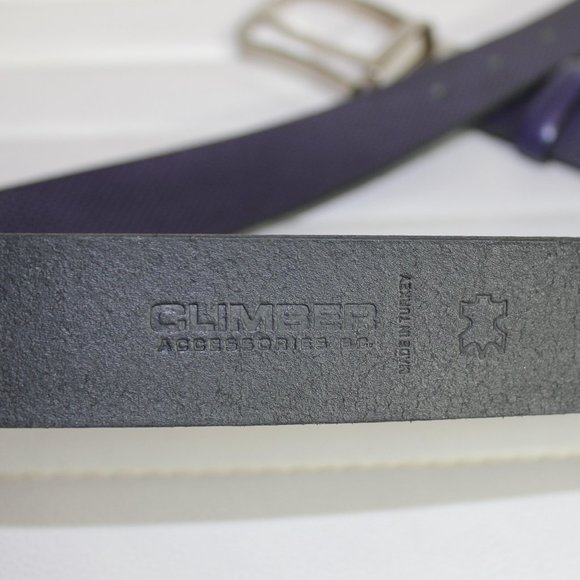 Climber Leather Purple Belt  5 holes Stainless Steel Buckle Turkey 39" - Picture 4 of 9